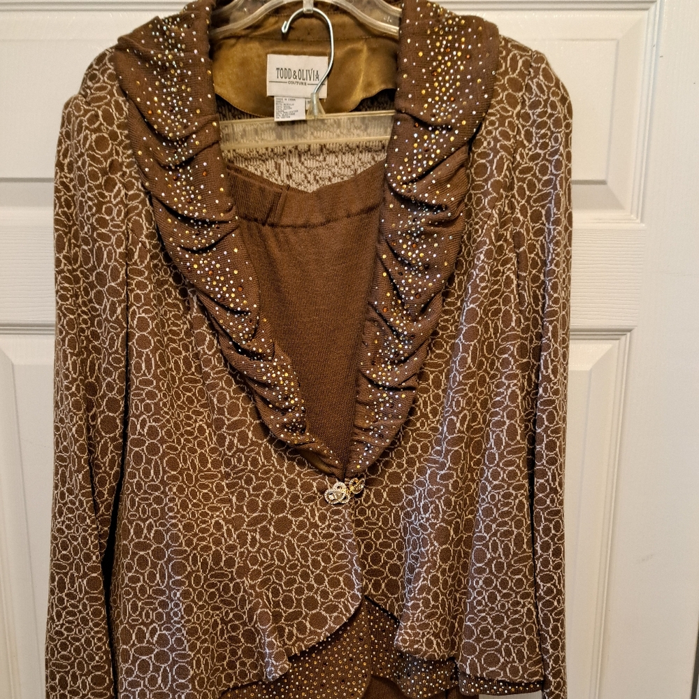 Todd & Olivia Women's Knit Skirt Suit Sz 18W